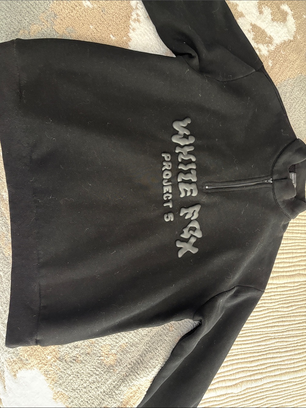 White Fox Boutique Black Half-Zip Puff Logo Sweatshirt